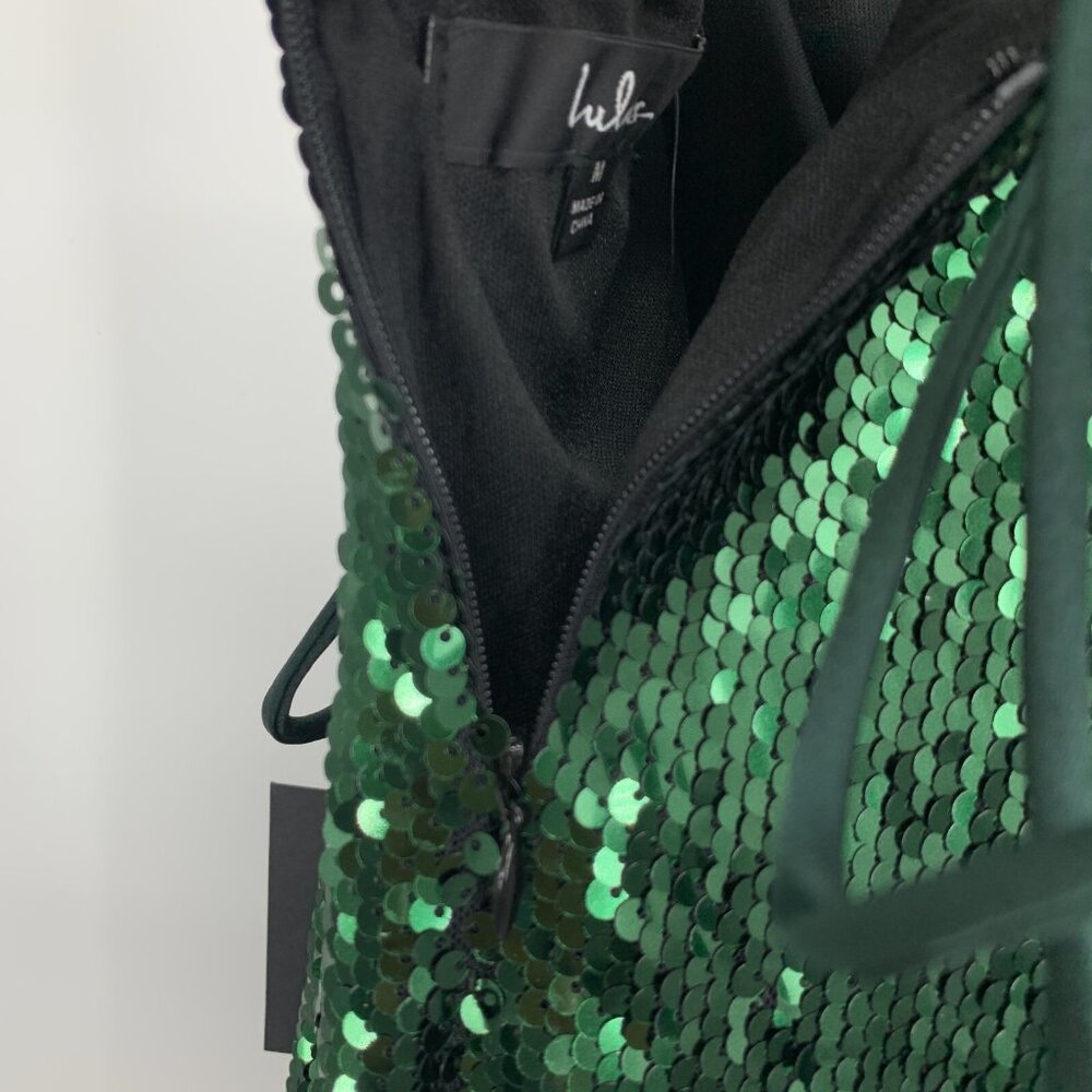 Lulus Dress Green Sequin Sparkle Lace Up Mini Sleeveless Bodycon - Picture 6 of 10